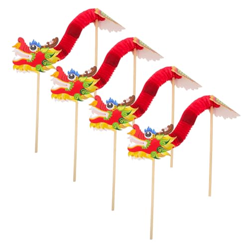 minkissy 4 Stück Teiliges Große Chinesische Dekoration für Neujahrsfest DIY Bastelset Rote Drachengirlande Partydekoration Traditionelle Handheld Drachen für Kulturfest von minkissy