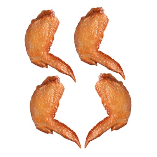 minkissy 4 Stück Teiliges Hähnchenflügel Modell aus Robustem PVC Lebensechte Imitation Gebratener Hähnchenflügel Dekoratives Küchen und Ornament Realistische Nachbildung für Zuhause von minkissy