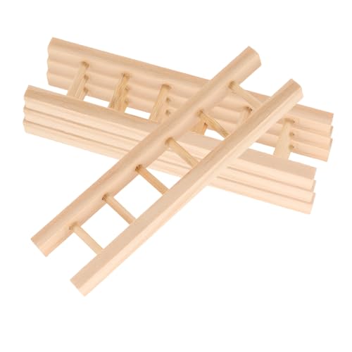 minkissy 4 Stück Teiliges Mini Holz Trittleitern Beige Langlebige Miniaturleiter für Puppenhaus DIY Landschaftsdeko Vielseitige Holzleiter für Feengarten Kreative Modellbauzubehör Kompakte von minkissy