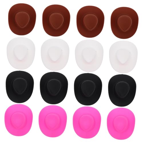 minkissy 4 Stück Teiliges Mini Western Cowboy Hüte für Mädchen Kleine Bunte Puppenaccessoires in Glitzer und Dunkelbraun Partydeko und Bastelbedarf von minkissy