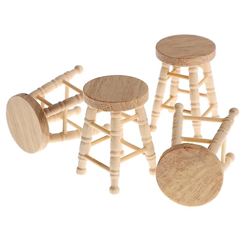 minkissy 4 Stück Teiliges Miniatur Holzhocker Naturfarbene Puppenhausmöbel Detailgetreue Minihocker Robustes Holzspielzeug für Puppenhausdekoration und Lernspielzeug von minkissy
