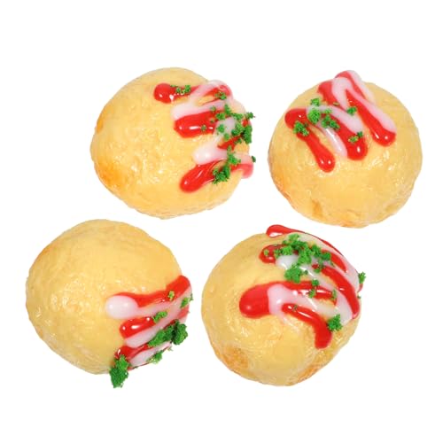 minkissy 4 Stück Teiliges Miniatur Japanese Snack Modell für Puppenhaus Dekoration Realistische Octopus Ball Nachbildung aus PVC Szene Layout Requisite für Fotografie und Puppenhaus von minkissy