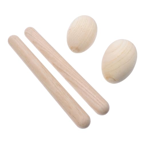 minkissy 4 Stück Teiliges Percussion Instrument Set aus Holz mit Sicheren Abgerundeten Rhythmusstöcken und Eiershaker Geruchlos Glatt Poliert für Vorschule und Frühe Musikförderung von minkissy