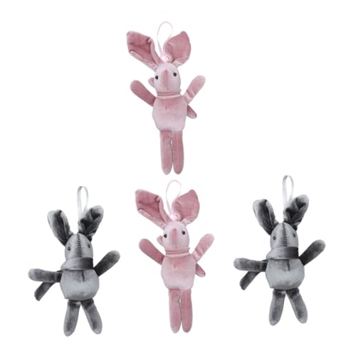 minkissy 4 Stück Teiliges Plüsch Hase Anhänger Niedliches Kaninchen Stofftier Hängende Dekoration für Auto Tasche Schlafzimmer in Rosa und Charmante Geschenkidee von minkissy