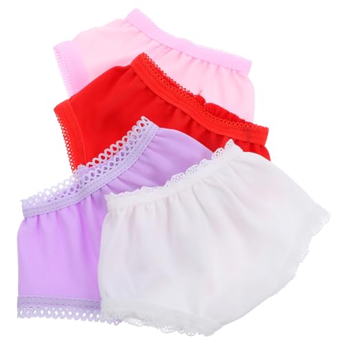 minkissy 4 Stück Teiliges Puppenunterwäsche für Puppen Farbige Unterhosen aus Wiederverwendbare Spielzeuge für Rollenspiele Zufällige Designs Weiß Rot und von minkissy