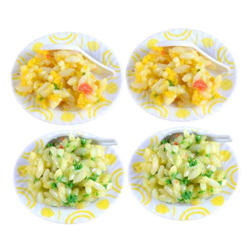 minkissy 4 Stück Teiliges Realistisch Gestaltetes Fake Fried Rice Modell Detailreiche Miniatur für Puppenhaus Dekoration und Spielküche Langlebiges Küchen Dekoaccessoire für Micro Kitchen von minkissy