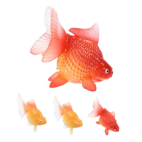 minkissy 4stücke Künstliche Goldfischstatue Schwimmendes Koi-fischmodell Kleine Tierstatuen Aus Kunststoff Dekoration Für Teich Und Aquarium von minkissy