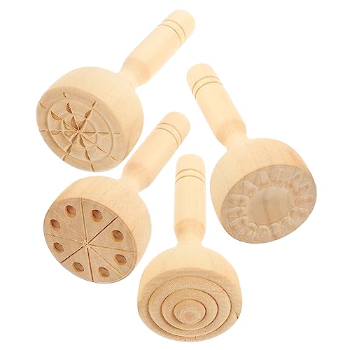 minkissy 4 Stück Teiliges aus Holz Tonstempeln Praktische DIY Werkzeuge für Kreatives Basteln mit Knete für Fantasie und Geschicklichkeit von minkissy