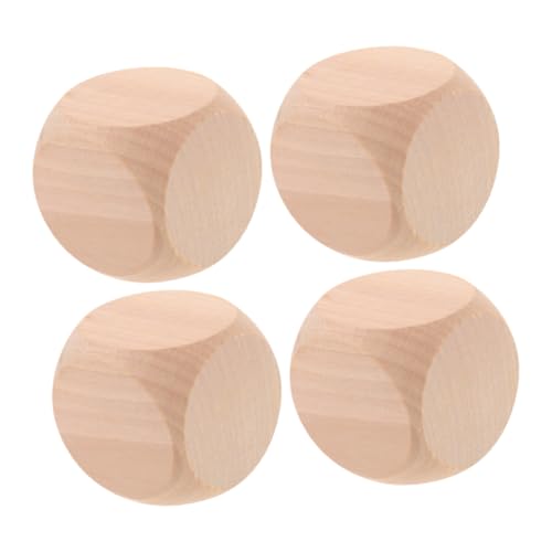 minkissy 4 Stück Unbehandelte Holz Würfel Blanko Dices für DIY Bastelprojekte Kreative Spiele Familienaktivitäten für Partys und Unterricht von minkissy