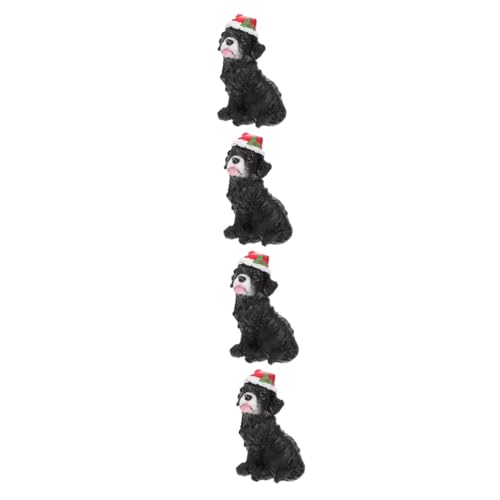 minkissy 4 Stück Weihnachtsmütze Hund Ornament Weihnachtshundedekoration Weihnachtstierfiguren Cupcake-topper Für Weihnachten Tischdeko Für Hunde Hundestatue Anzeige Harz Büro Miniatur von minkissy