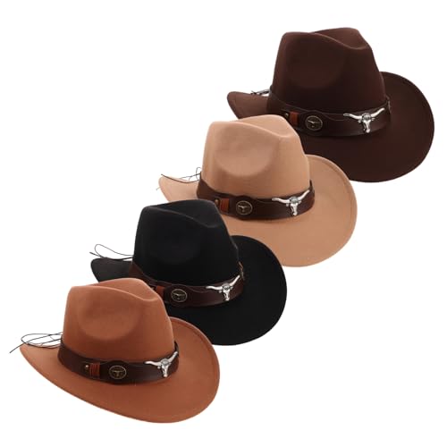minkissy 4 Stück Weitkrempiger Fedora mit Gürtelschnalle Stilvolles Accessoire für Ranch Strand und Country Partys Geeignet für Damen und Herren minkissy 4 Stück Weitkrempiger Fedora mit Gürtelschnalle Stilvolles Accessoire für Ranch Strand und Country Partys Geeignet für Damen und Herren von minkissy