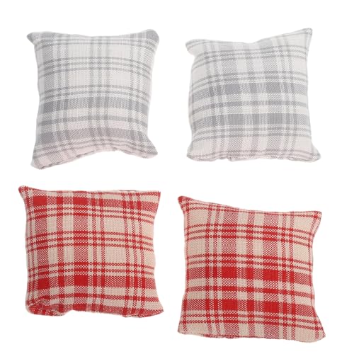 minkissy 4 Stücke Teiliges Mini Baumwoll Puppenkissen Kleine Sofakissen für Puppenhaus Dekoration Niedliche Miniatur Kissen für Miniaturbett und Puppenmöbel Zubehör von minkissy