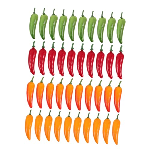 minkissy 40 Stück Teiliges Künstliche Chili Peperoni Mix aus Rot Grün und Gelb Realistische Chili Deko für Party Wohnkultur und Lehrzwecke Detailgetreue Nachbildung Vielseitige Gemüse von minkissy