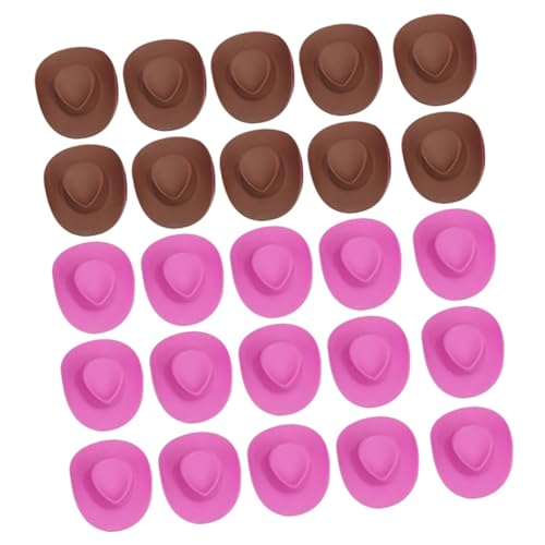 minkissy 40 Stück Teiliges Miniaturspielzeug Cowboy Hüte aus Kunststoff Kleine Dekorative Puppenhüte Braun Vielseitig für DIY Bastelprojekte Puppenkleidung und Miniaturhaus Dekorationen von minkissy