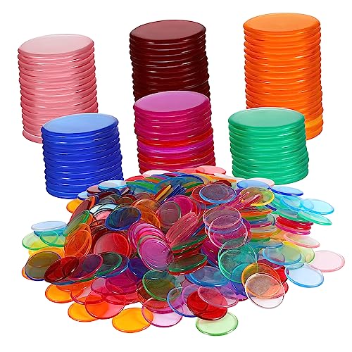 minkissy 400 Stück Bingo Chips Transparente Farbige Zähler für Bingo Spiele Lernspiele und Partys Runde Marker für Klassenzimmer und Freizeitaktivitäten von minkissy