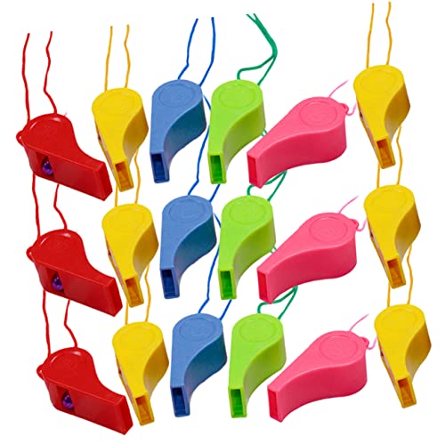 minkissy 48 Stück Bunte Pfeifen mit Umhängeband Kunststoff Schiedsrichterpfeifen für Training Sport Partys und Spiele für Trainer von minkissy