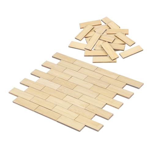 minkissy 48 Stück Miniatur Holzfußböden aus Bambus DIY Zubehör für Miniaturhäuser Anpassbare Fliesen für Kreative Projekte von minkissy