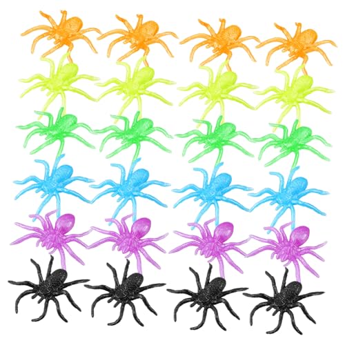 minkissy 48 Stück Teiliges Halloween Spinnenset aus Flexiblem TPR Material Realistische Spinnen Bunten Farben Langlebig und Kompakt als Partydeko Goodie Bag Füller und Scherzartikel von minkissy