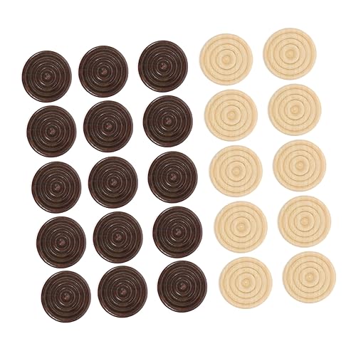 minkissy 48 Stück Teiliges Holz Damenspiel Steine Runde Naturfarbene Spielfiguren Robustes Poliertes Holz für Erwachsene Universelles Zubehör für Brettspiele und Schach von minkissy