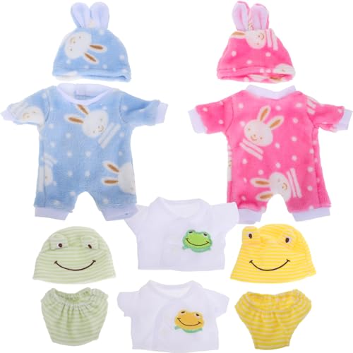 minkissy 4Sätze Babypuppen Kleidung Süße Outfits für Puppen Häschen Overall und Tierpyjamas Realistische Kleidung für Amerikanische Puppen Einfaches Anziehen Vielseitige Passform von minkissy