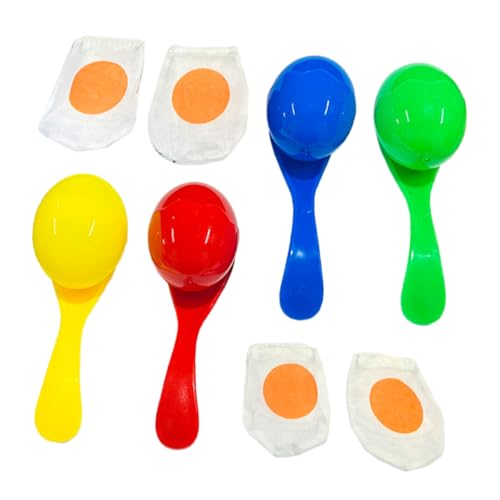 minkissy 4Sätze Fesselndes Balancelöffel Spielset für Bunte Eierspielzeuge für Outdoor Party und Teambuilding Aktivitäten Interaktive Spiele zur Verbesserung der Motorischen Fähigkeiten von minkissy