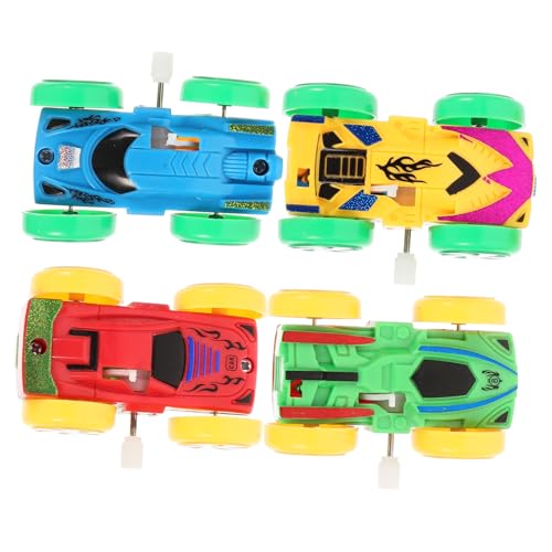 minkissy 4Stücke Wind Up Autos Doppelseitige Fahrzeuge mit Cartoon Design für Sicher und Langlebig von minkissy