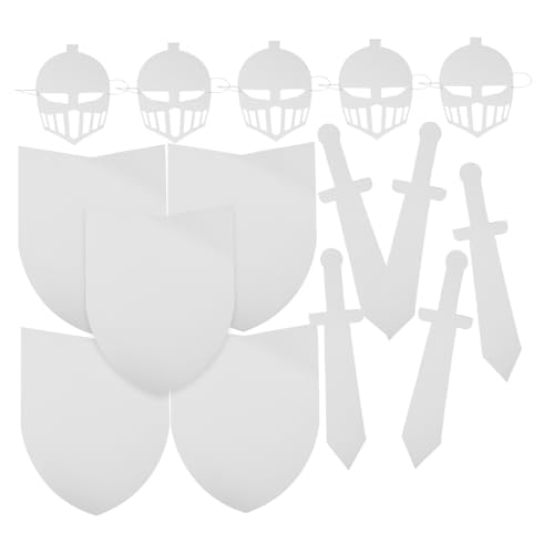 minkissy 5 Sätze DIY Ritter Schild Maske Bemalbares Karton Rollenspiel Zubehör für Fasching Halloween Party Bastelset für Jungen Mädchen von minkissy