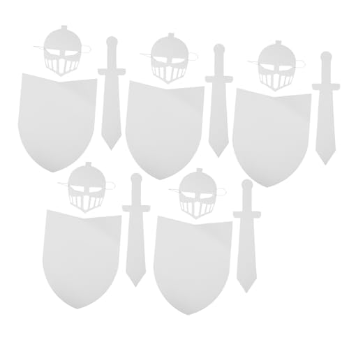 minkissy 5 Sätze Mittelalterliche Schilde Schwerter Masken DIY Bastelset aus Stabilem Karton Leicht Tragbar für Rollenspiele Party Teamaktivitäten Fantasievolles Spiel von minkissy