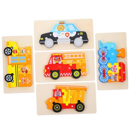 minkissy 5 Sätze Teiliges Holz Puzzle für Pädagogisches Lernspielzeug mit Glatten Kanten Fördert Hand Auge Koordination und Kognitive Entwicklung für Kleinkinder und Vorschulkinder von minkissy