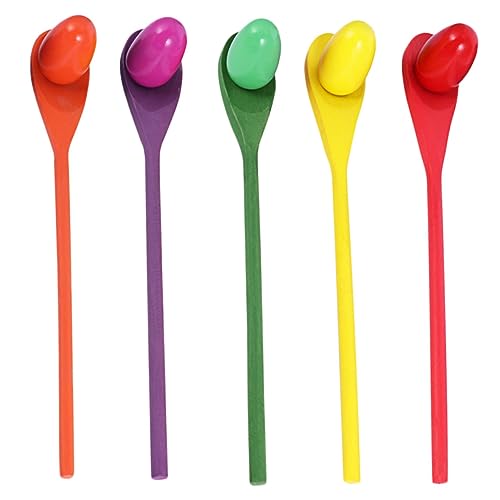 minkissy 5 Sätze Teiliges Set aus Holz Balance für Sensorisches Training mit Löffeln und Eiern für Outdoor Spiele und Kindergartenaktivitäten Zufällige Farben Zufällige Zufällige Farbe von minkissy