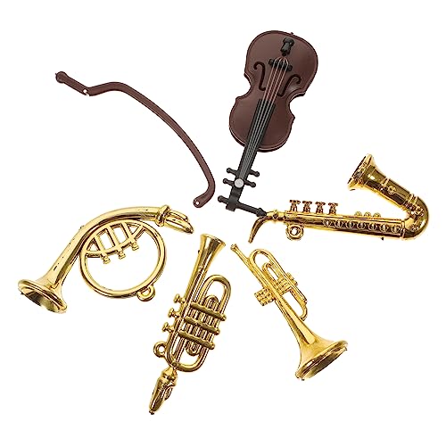 minkissy 5 Stück Maßstab Puppenhaus Dekoration für Violine Saxophon und Bläsern Leichte Miniatur Instrumente für Puppenhaus Zubehör von minkissy