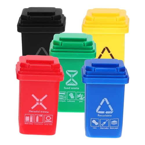 minkissy 5 Stück Mini Abfalleimer Set Miniatur Mülleimer für Puppenhaus Niedliche Deko für Mini Szenen zum Sortieren und Dekorieren von Spielzeughäusern von minkissy