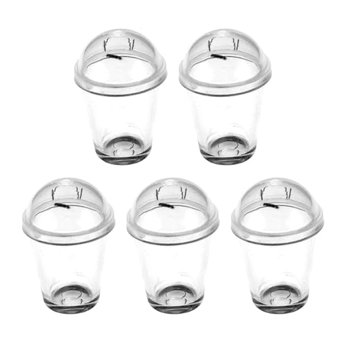 minkissy 5 Stück Miniatur Kaffeetassen Teiliges Transparentes Milchtee Becher Modell für Puppenhäuser und DIY Dekoration Realistische Mini Wasserbecher für Sammler von minkissy