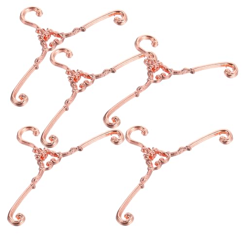 minkissy 5 Stück Miniatur Kleiderbügel für Puppen Hochwertige Metallkleiderbügel Roségold zur Aufbewahrung von Puppenkleidern und Outfits Stabil und Sicher für Puppenhaus Zubehör von minkissy