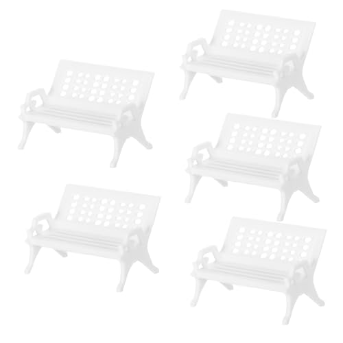 minkissy 5 Stück Miniaturparkbank aus Kunststoff Teiliges Dekorativer Stuhl für Puppenhäuser und Desktop Dekoration Realistische Mini Möbel für Kreative Bastelprojekte von minkissy