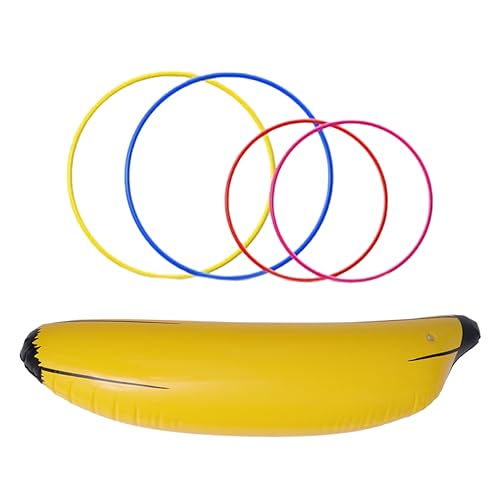 minkissy 5 Stück Teiliges Aufblasbares Bananen Ringspiel PVC Dickes Poolspielzeug Lustiges Obst Wurfspiel Sicherer Kindergeburtstag Partyspaß Banane und Ringen von minkissy