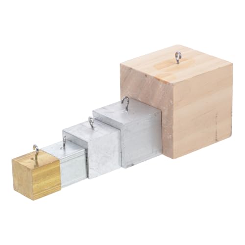 minkissy 5 Stück Teiliges Dichtewürfel Set aus Kupfer Aluminium und Holz mit Praktischem Haken Vielseitig Einsetzbar für Physikalische Experimente und Wissenschaftliche Versuche von minkissy