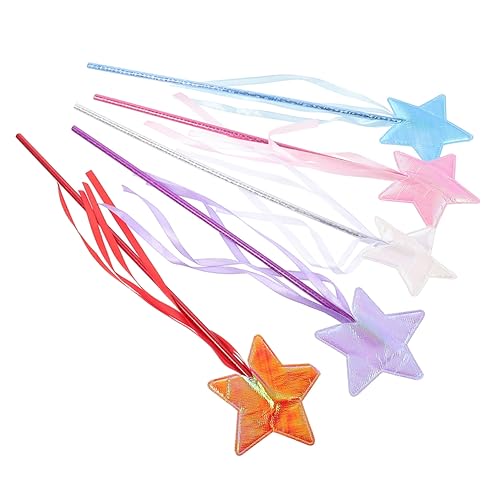 minkissy 5 Stück Teiliges Feenstab mit Bunten Sternen Leichte Zauberstäbe für Kindergeburtstag Halloween Weihnachtsfeier Dekorative Feenstäbe für Rollenspiele und Bühnenauftritte von minkissy