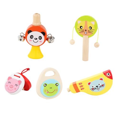 minkissy 5 Stück Teiliges Kreatives Holz Percussion Spielzeugset für Musikinstrumente zur Frühkindlichen für Fingerfertigkeit und Koordination von minkissy