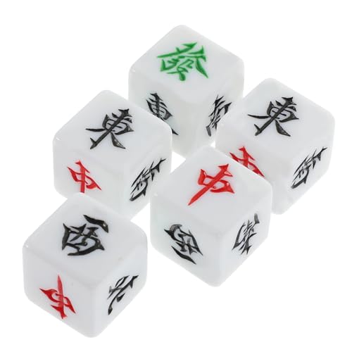 minkissy 5 Stück Teiliges Mahjong Würfel Acryl Würfelspiel Zubehör für Brettspiele und Partyspaß mit Windrichtungszeichen Ost Süd West Nord von minkissy