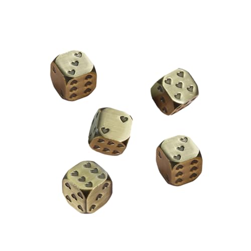 minkissy 5 Stück Teiliges Metall Herz Würfel mit Abgerundeten Ecken Robustes Leichtes Spielwürfel Zubehör für Brettspiele und Partys Glatte Oberfläche Langlebig und Kompakt von minkissy
