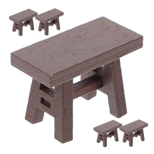 minkissy 5 Stück Teiliges Mini Holz Hocker Vintage Stil Realistische Miniatur Möbel für Puppenhaus Zubehör Stabile Holzstühle Langlebig für Fantasievolles Spiel und Dekoration von minkissy