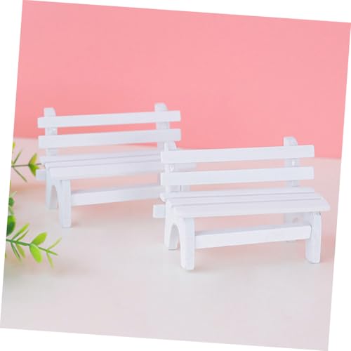 minkissy 5 Stück Teiliges Mini Holzbank Miniatur Gartenbank Dekoration Desktop Ornament Handgefertigte Weiße Holz-Bank Puppenhaus Zubehör für Mini-Garten Landschaft von minkissy
