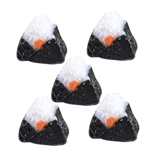 minkissy 5 Stück Teiliges Mini Reisbällchen Realistische Japanische Dreieck Reisbällchen mit Nori Bruchfestes Snack Modell für Puppenhaus Praktische Tischdekoration von minkissy