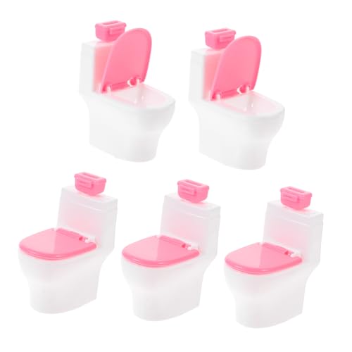 minkissy 5 Stück Teiliges Miniatur Puppenhaus Badezimmer Toilette Detailgetreues Puppenmöbel Zubehör Kleine Toilettenmodelle mit Mini Taschentuchbox Dekorativ für Puppenhaus Bad und von minkissy