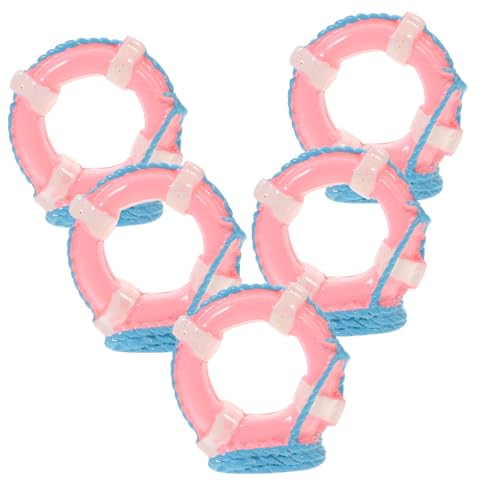 minkissy 5 Stück Teiliges Miniatur Rettungsring Puppenhaus Deko Kleine Schwimmringe Mediterraner Stil DIY Zubehör Rosa von minkissy