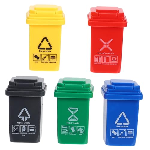 minkissy 5 Stück Teiliges Miniatur mülleimer Kleine Outdoor mülltonnen Realistische Landschaftsmodelle Tragbare Mini abfallbehälter für Puppenhaus und Detaillierte Szenen Vielseitig von minkissy