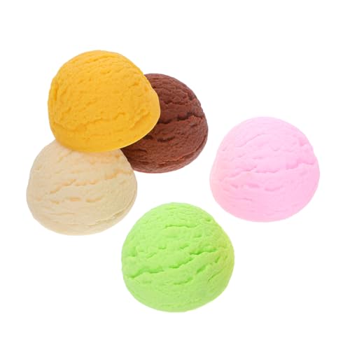 minkissy 5 Stück Teiliges Realistisch Aussehender Eiskugel Modelle Vanille Erdbeer Schoko Mango und Melonengeschmack Künstliche Eisdessert Deko Leichtes Fotorequisit für Party und von minkissy