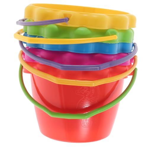 minkissy 5 Stück Teiliges Strandspielzeug Sandkübel und Schaufel Robuste Kunststoff Eimer mit Glatten Kanten Leichte Tragbare Sandspielzeuge für Jungen und Mädchen Am Meer Zufällige Farbe von minkissy