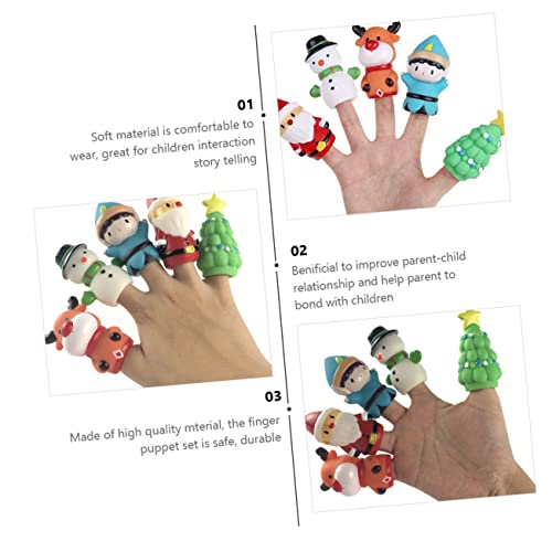 minkissy 5 Stück Teiliges Weicher Fingerpuppen Weihnachtsmann Interaktive Handpuppen für Kreative Erzählspiele Finger Spielzeuge für Jungen und Mädchen Fördert Fantasie und Kommunikation von minkissy